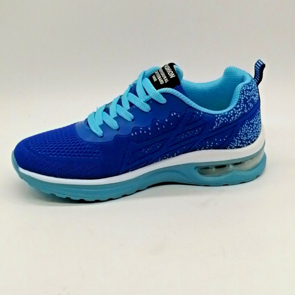 Fashion Shoes Womens Lace Up Sneaker Cushioned Insole Blue Knit Mesh 5.5 NEW